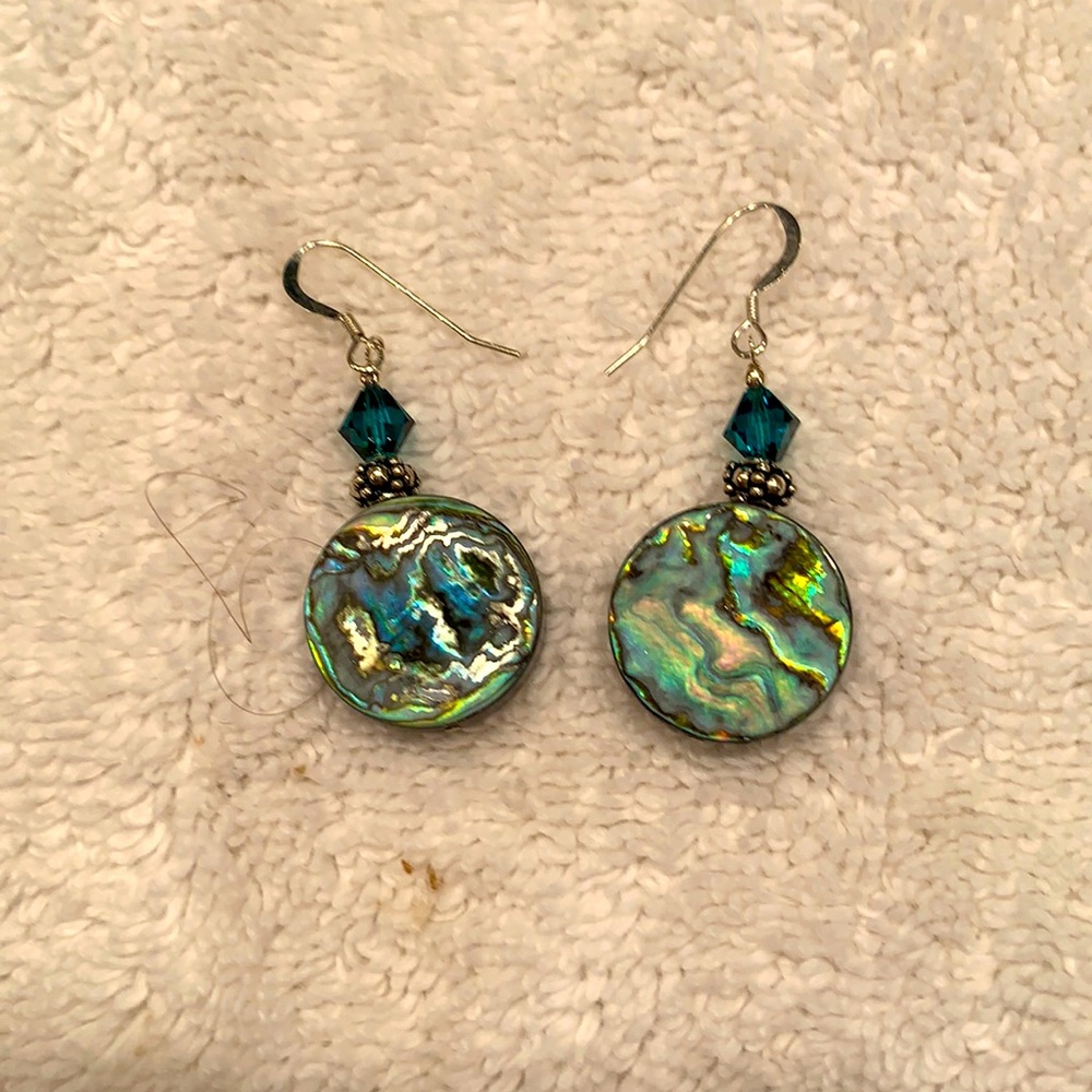 Abalone drop earrings.
